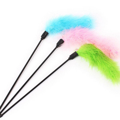 1PC Băț de pisică Jucărie interactivă Cu pene colorate Băț de pisică de culoare aleatorie Jucărie cu pene de curcan Tachina pisici Stick Accesorii pentru animale de companie Instrument pentru animale de companie