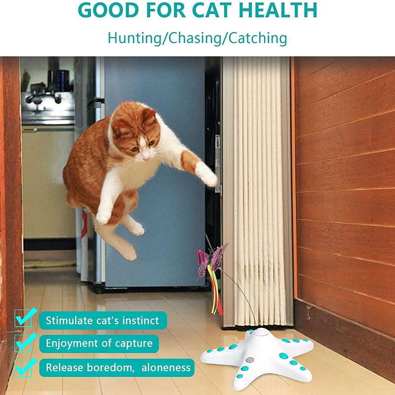 Elektronička igračka za mačke za kućne ljubimce Pametna automatska smiješna mačka Igračka za vježbu Leptir Mačji štap Interaktivna igračka Električne rotirajuće igračke za mače