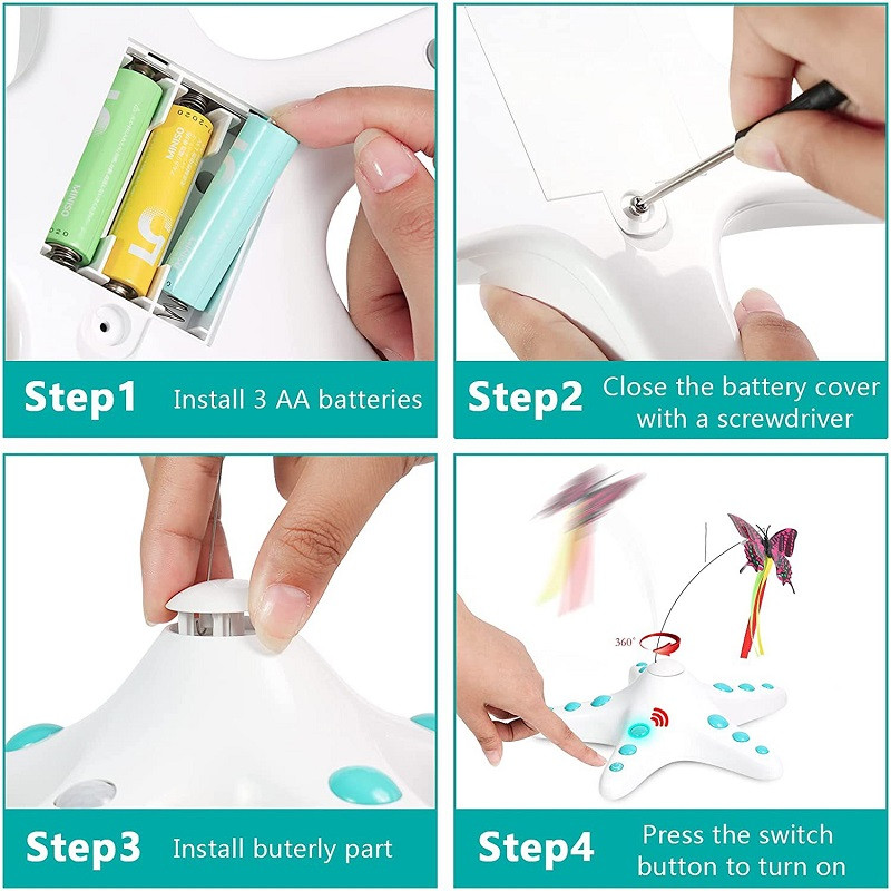 Elektronička igračka za mačke za kućne ljubimce Pametna automatska smiješna mačka Igračka za vježbu Leptir Mačji štap Interaktivna igračka Električne rotirajuće igračke za mače