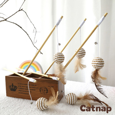 Παιχνίδι για γάτα κατοικίδια παιχνίδια αξεσουάρ Για γάτες Teaser Γατάκι Ραβδί Σιζάλ Μπαλάκι Κουδούνι Φτερό ελαστικό κορδόνι Ξύλινη ράβδο ραβδί Παιχνίδια για γάτες