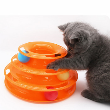3 Επίπεδα Cats Tower Tracks Παιχνίδια για γάτες Διαδραστικά Παιχνίδια Εκπαίδευσης Ευφυΐας Γάτας Παιχνίδια ψυχαγωγίας Plate Tower Προϊόντα για κατοικίδια Cat Tunnel