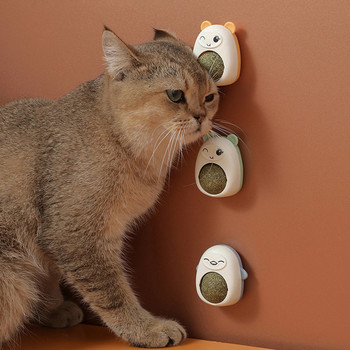 Топка за стена от коча билка Нови чисти естествени котки Топки за бонбони за закуски Въртяща се играчка Коте Почистване на зъби Играчки Играчки Ядливи топки за близане
