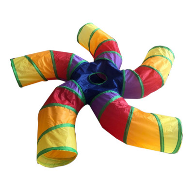 Mačji tunel za kućne mačke, veliki s loptom za igru S-oblika, 5 smjerova sklopivih interaktivnih Peek Hole, igračke za kućne ljubimce, cijevi za štene