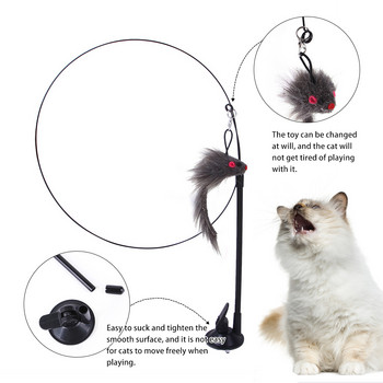 Handfree Bird Feather Cat Wand with Bell Мощна вендуза Интерактивни играчки за котки Упражнение за лов на коте Продукти за домашни любимци