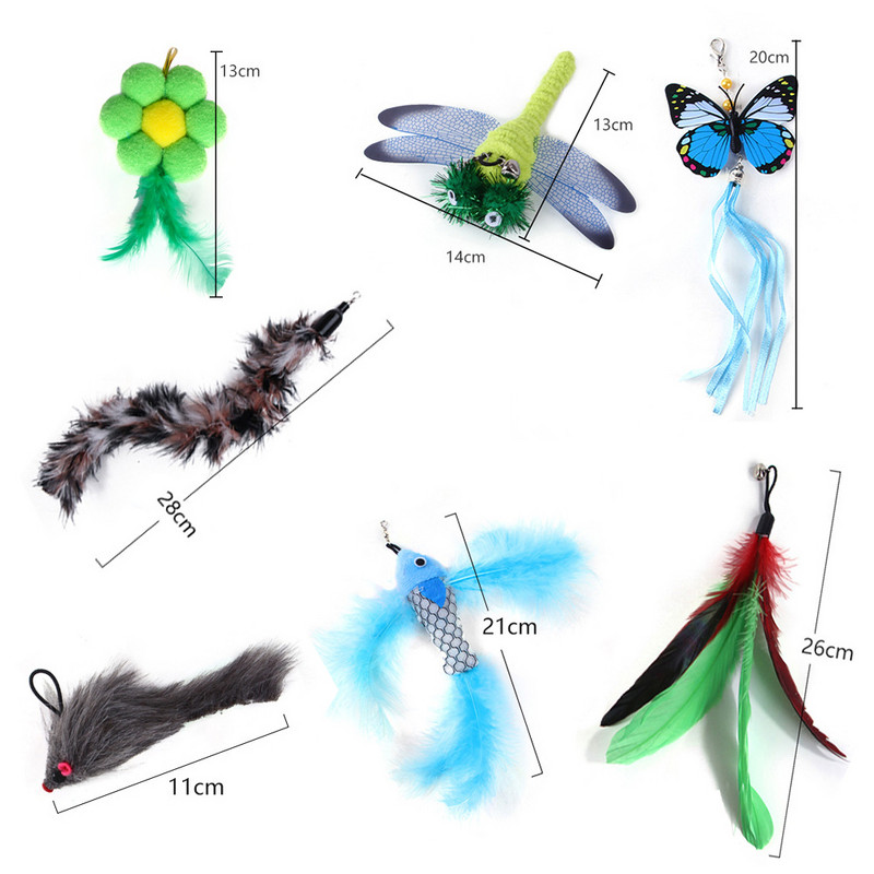 Handfree Ptičje pero Mačji štapić sa zvonom Moćne interaktivne igračke za mačke Vježba lova na mačiće Proizvodi za kućne ljubimce