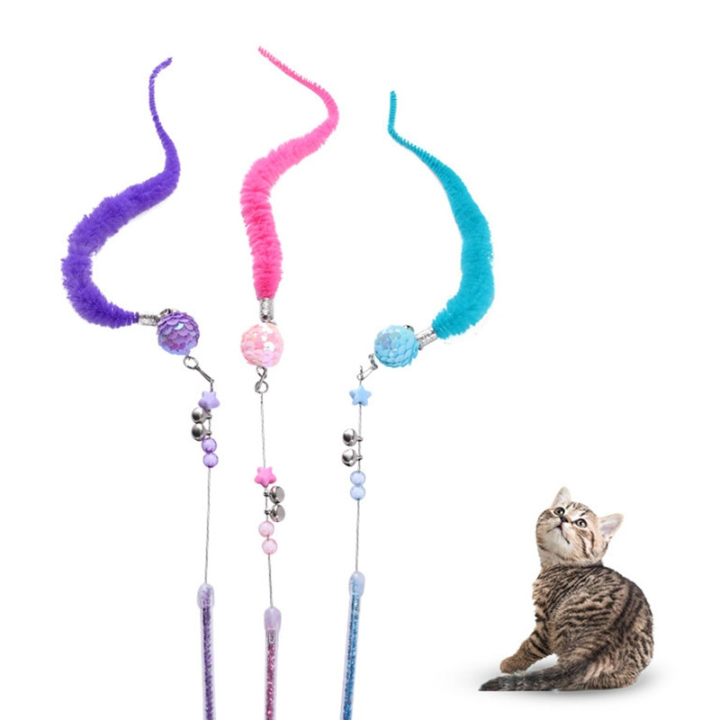 Võlukepi mänguasi, interaktiivne armas plüüsis mänguasi kiisu, kellukestega 16,5-tolline pikk plastvarras kassidele ja kassipoegadele Dropshipping