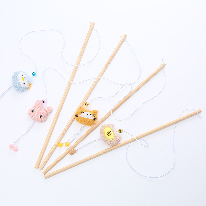 Nouă jucărie pentru pisici Desen animat din lemn Animal amuzant Băț de pisică Iepure Tigru pe stick Jucării pentru pisici Pisică interactivă Baghetă de pluș pentru animale de companie Jucărie pentru pisici