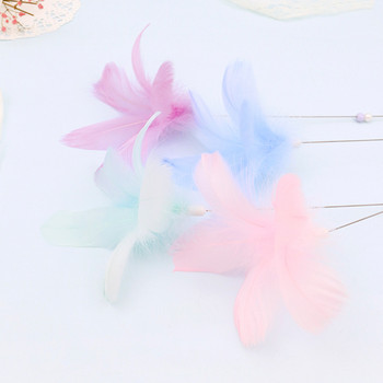 Feather Cat Stick Color Goose Feather Cat Wand Bell Cat Interactive Toy Feather In The Stick Improve Relationship Bell Toy