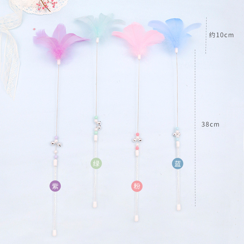 Mačka od perja u boji Guščje pero od mačjeg štapića Zvono za mačku Interaktivna igračka Pero u štapu Poboljšajte vezu Igračka zvono