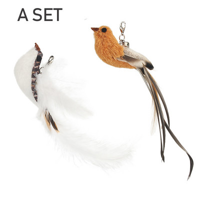 Cute Bird Toy Feather Fake Birds Teaser Stick Pet Toy Cat Stick Αξεσουάρ