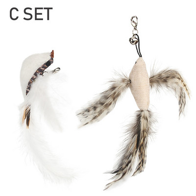 Cute Bird Toy Feather Fake Birds Teaser Stick Pet Toy Cat Stick Αξεσουάρ