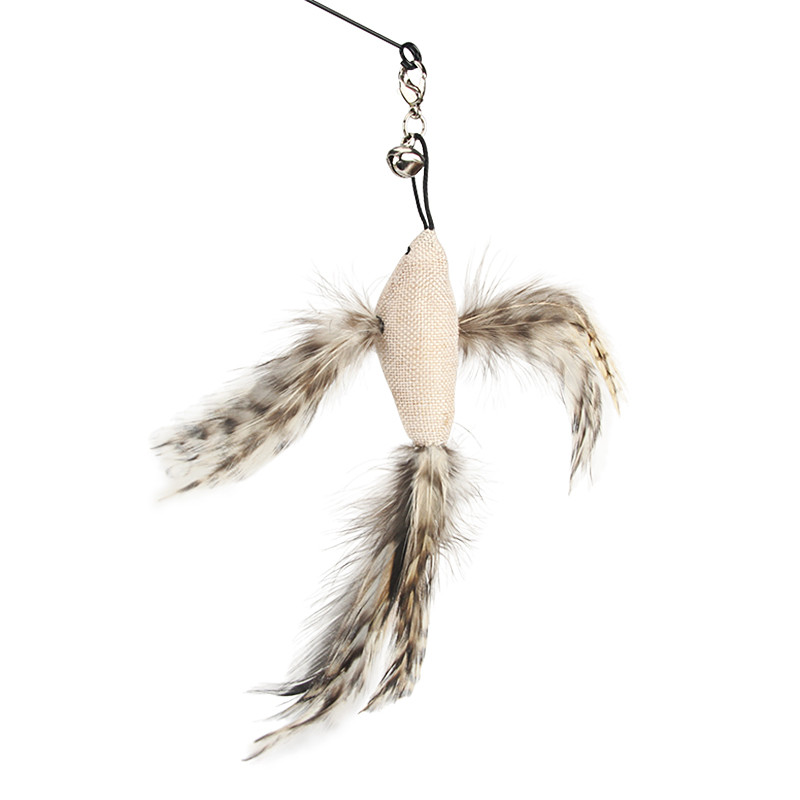 Cute Bird Toy Feather Fake Birds Teaser Stick Pet Toy Cat Stick Αξεσουάρ