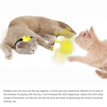 2021 Нови играчки за котки, монтирани на главата Самостоятелно играещи взаимодействащи играчки за домашни любимци Пружина и пера Смешна котешка пръчка за котки на закрито Дропшиппинг
