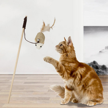 Funny Cats Teaser Интерактивна играчка Stick Chaser Wand Играчка Cat Teaser Wand Играчка Catnip Filling Подобряване на отношенията с домашни любимци за котка