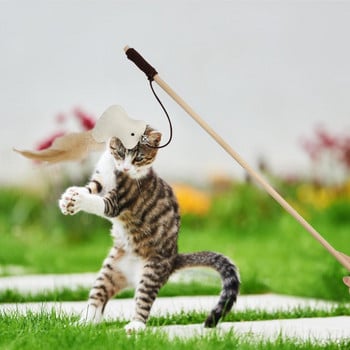 Funny Cats Teaser Διαδραστικό παιχνίδι με ραβδί κυνηγός Ραβδί παιχνίδι ράβδος για γάτα Teaser ραβδί Γέμισμα παιχνιδιών γατών γατών Βελτιώστε τις σχέσεις με τα κατοικίδια για τη γάτα