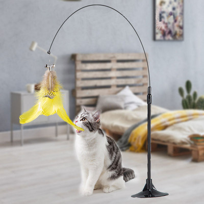 Cat Stick Toy Automatic Funny Cat Stick Feather Pet Cat Interactive Toy Interactive Cat Toy Сладка малка и средна котка