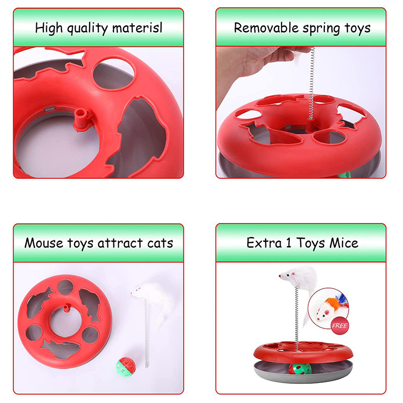 Kassi mänguasi Kassi plaadimängija pall siseruumides kasutatavatele kassidele Interaktiivsed kassipoegade mänguasjad Rulljäljed koos Catnip Spring Funny Pet Toy Teaser Mouse