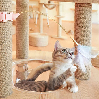Παιχνίδια τρέιλερ με φτερά για γάτα σιλικόνης Διαδραστικά παιχνίδια Αστεία παιχνίδια για πτερύγια γάτας Προμήθειες με ραβδί για κατοικίδια