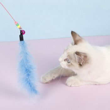 Παιχνίδια για κατοικίδια Διαδραστικά παιχνίδια για γάτες Αστεία προσομοίωση φτερού ψαριού με παιχνίδια κουδουνιού για γατάκι που παίζει ραβδί παιχνιδιών προμήθειες για κατοικίδια