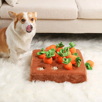 Играчки за домашни кучета Плюшена играчка за моркови Зеленчукова играчка за дъвчене за кучета Подложка за смъркане за кучета Котки Издръжлива играчка за дъвчене кученце Аксесоари за кучета