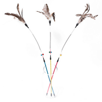 Cat Toys Feather Stick Teaser Wand Διαδραστικό παιχνίδι για γάτα γατάκι Άσκηση Παίξτε Tease Agitate Cat Fun Supplies