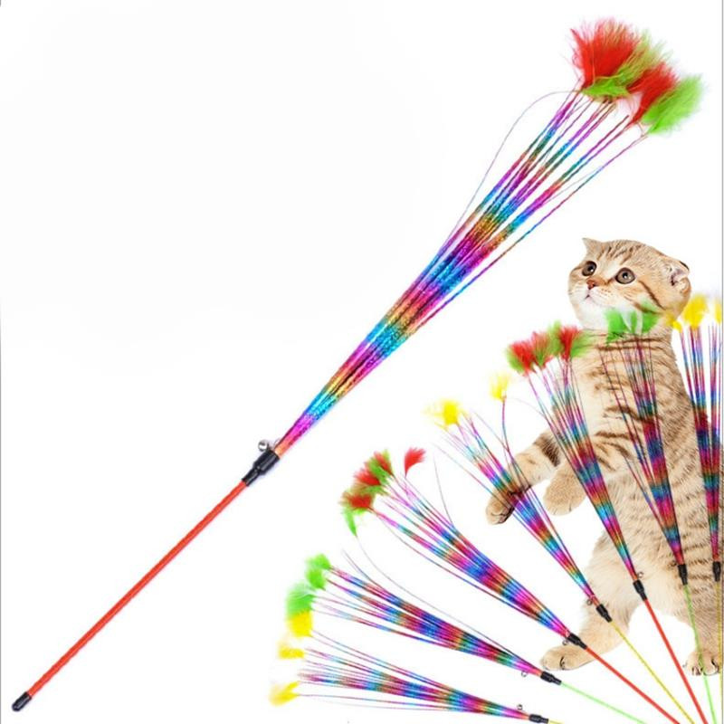 2PCS Cat Teaser Wand Coloful Ribbon Kitten Toy Plišana igračka za mačke W/ Tassel Kitten Teasering Toy Interaktivna igračka za mačke Igračka za dresuru ljubimaca