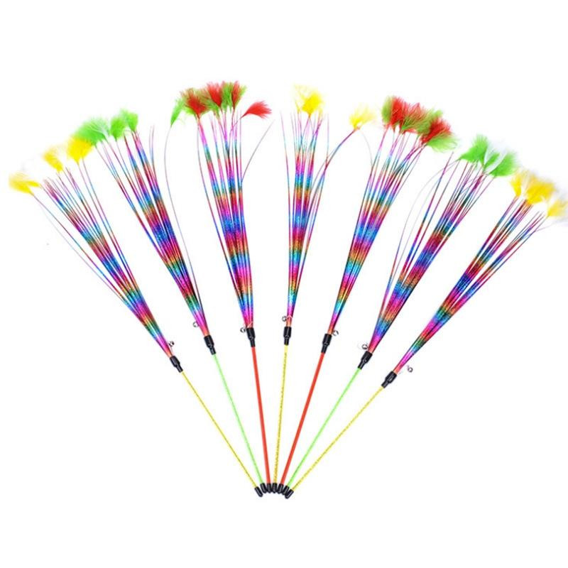 2PCS Cat Teaser Wand Coloful Ribbon Kitten Toy Plišana igračka za mačke W/ Tassel Kitten Teasering Toy Interaktivna igračka za mačke Igračka za dresuru ljubimaca