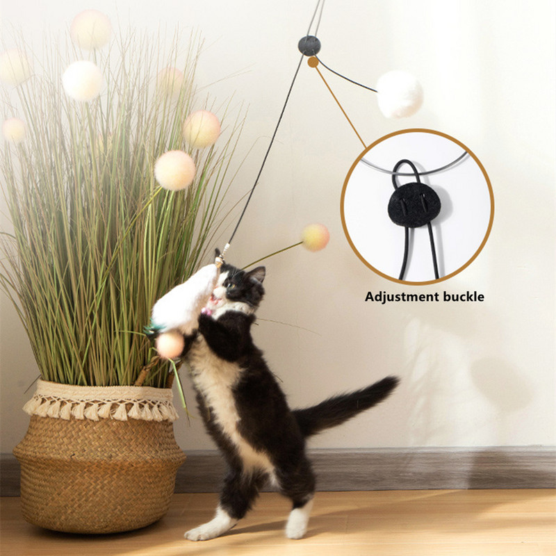 Simulatsioon linnukassi mänguasi, reguleeritava pikkusega rippuva ukse tüüp, kahepealine kassi kriimustusnöör Naljakas interaktiivne kasside mänguasi