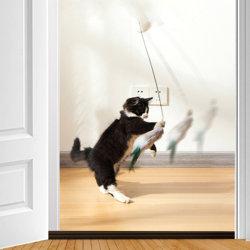 Simulatsioon linnukassi mänguasi, reguleeritava pikkusega rippuva ukse tüüp, kahepealine kassi kriimustusnöör Naljakas interaktiivne kasside mänguasi