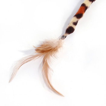 Funny Cat Teaser Fake Feather Cat Stick Cat Wand Teaser Kitten Leopard Print Wand Toy Interactive Toy Training Toy Cat Pet Toy