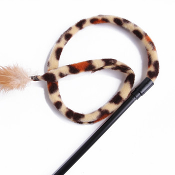 Funny Cat Teaser Fake Feather Cat Stick Cat Wand Teaser Kitten Leopard Print Wand Toy Interactive Toy Training Toy Cat Pet Toy