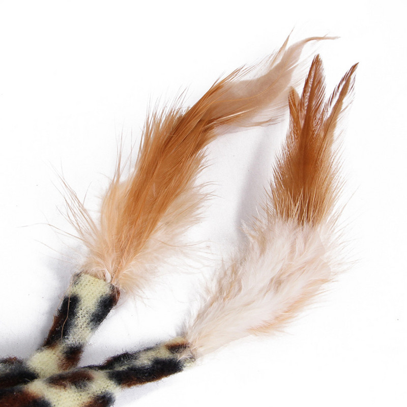 Teaser amuzant pentru pisici Baston de pisică cu pene false Baghetă de pisică Teaser Pisicuță cu imprimeu leopard Jucărie jucărie interactivă Jucărie de antrenament Jucărie pentru animale de companie