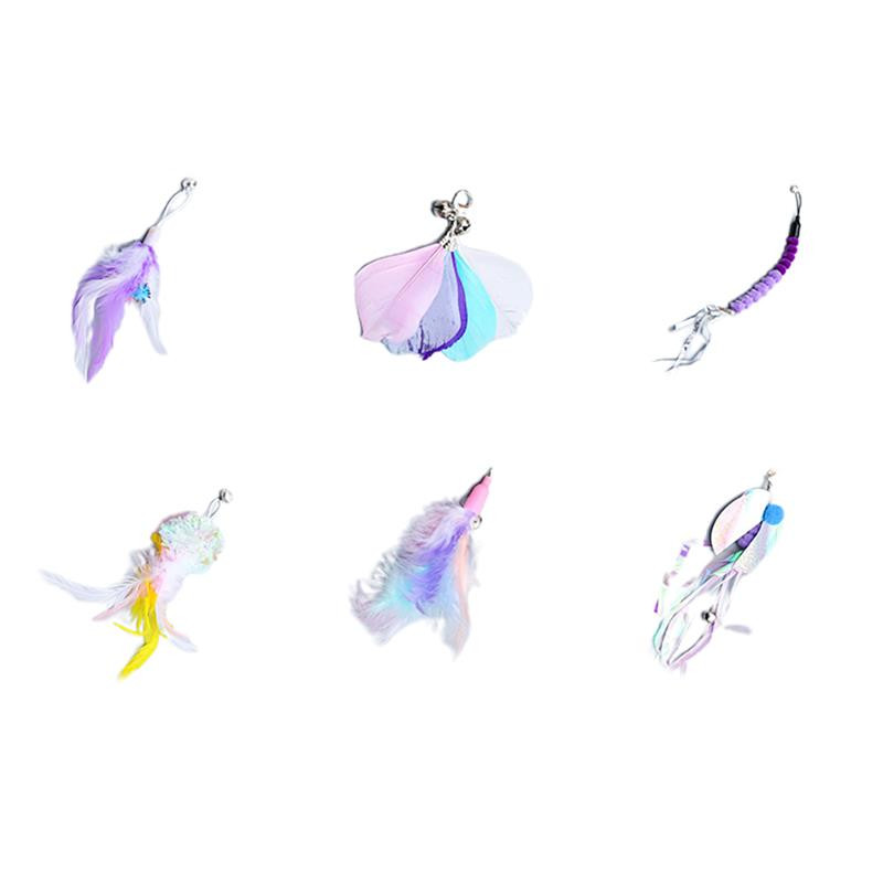 Baghetă pentru pisici, retractabilă, interactivă, flexibilă, jucărie pentru animale de companie, cu 6 bucăți de rezerve, produs de prindere de schimb pentru exercițiul pisicilor