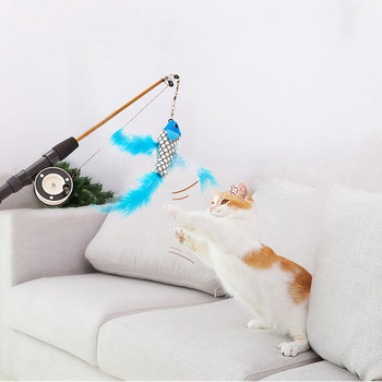 1бр Cat Teaser Feather Toys Interactive Funny Extendable Toys Wand for Kitten Fishing Pole Rod Pet Cat Toys Stick Pet Supplies