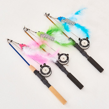 1бр Cat Teaser Feather Toys Interactive Funny Extendable Toys Wand for Kitten Fishing Pole Rod Pet Cat Toys Stick Pet Supplies