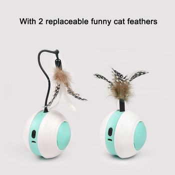 Electric Led Cat Toy Ball For Cats Automatic Rolling Teaser Feather Smart Squeak Toy Interactive Anti-Stress Toys Kitten Usb