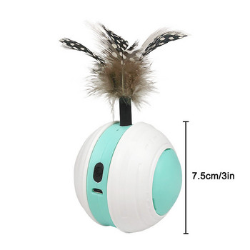 Electric Led Cat Toy Ball For Cats Automatic Rolling Teaser Feather Smart Squeak Toy Interactive Anti-Stress Toys Kitten Usb