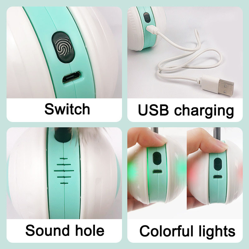 Električna Led mačja igračka Lopta za mačke Automatsko kotrljanje Teaser Pero Smart Squeak Toy Interaktivne igračke protiv stresa Mačić Usb