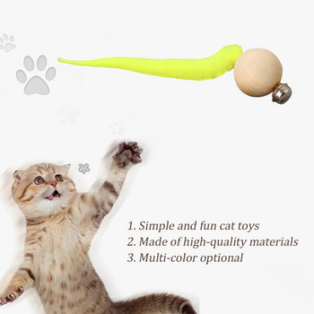 Играчка за котка Caterpillar Wooden Ball Funny Cat Chewing Toys Bell Ball Interactive Toy Wiggly Cat Toy Simulation Worm Toy Bite Toys
