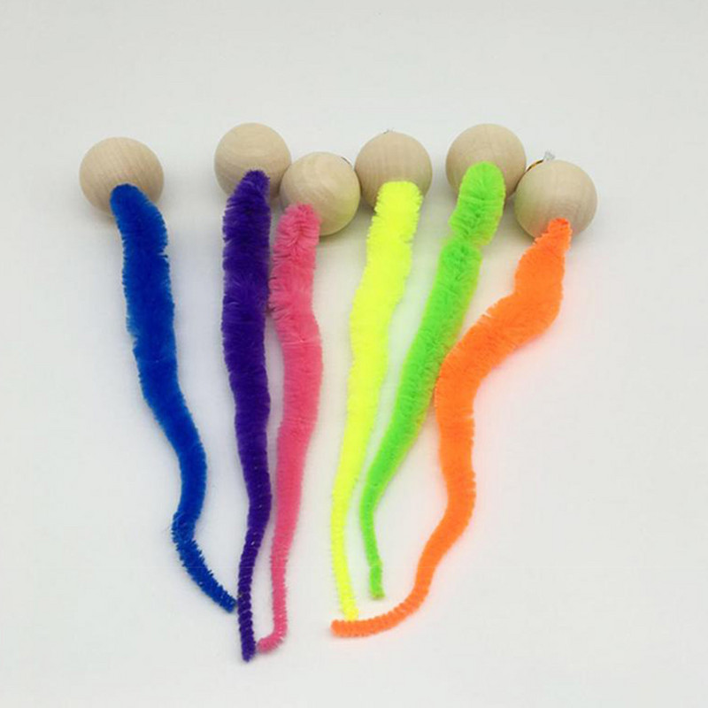 Παιχνίδι γάτας Caterpillar Ξύλινη μπάλα Αστεία γάτα που μασάει παιχνίδια Bell Ball Διαδραστικό παιχνίδι Wiggly Cat Toy Simulation Worm Toy Bite Toys