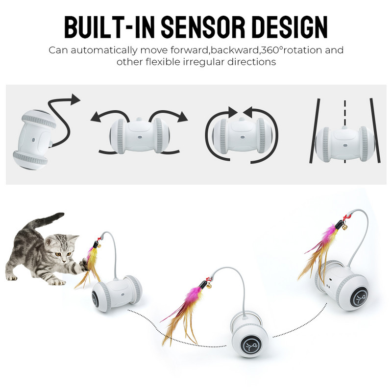 Pametne robotske igračke za mačiće za kućne ljubimce Interaktivna USB punjiva automatska igračka za mačke s automatskim senzorom Elektronička igračka za perje koja se igra sama