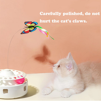 Smart Electric Cat Butterfly Toy 3 in 1 Pet Funny Cat Feather Punching Machine Crazy Game Funny Cat Stick Device Toy Play Plate