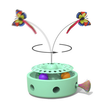 Smart Electric Cat Butterfly Toy 3 in 1 Pet Funny Cat Feather Punching Machine Crazy Game Funny Cat Stick Device Toy Play Plate
