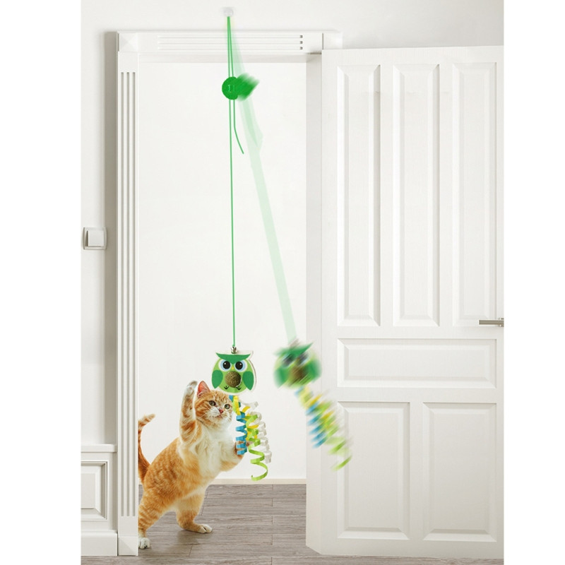 Interaktiivne mänguasi 6,6 jalga elastsest traadist sulgedest plüüsist ripats kassipuu pallid Silvervine puuviljamänguasjad kingitus kassipojale