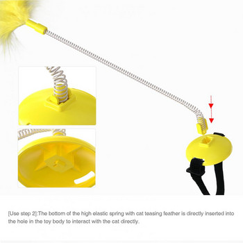 Котешки играчки Feather Teaser Stick Head-mounted Relieve Boredom Plastic Interactive Pet Collar Toy Cat Toys дизайн на пружина от пера
