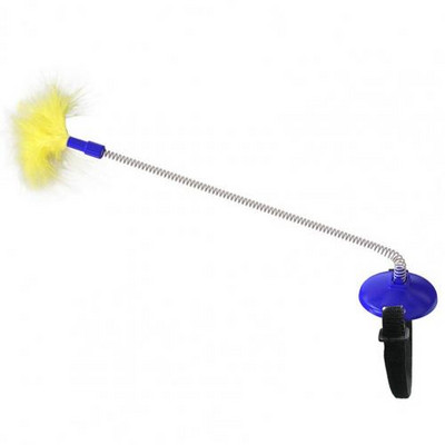 Jucării pentru pisici Stick cu pene montat pe cap Ameliorează plictiseala Plastic interactiv Guler pentru animale de companie Jucării pentru pisici design de arc cu pene