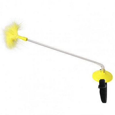 Jucării pentru pisici Stick cu pene montat pe cap Ameliorează plictiseala Plastic interactiv Guler pentru animale de companie Jucării pentru pisici design de arc cu pene