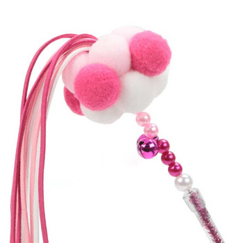 Pet Cat Toy Pet Tassel Wand With Pompom Bell Colorful Cat Teaser Wand Beaded Kitten Teaser Stick Cat Interactive Toy