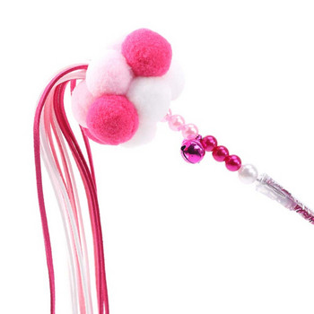 Pet Cat Toy Pet Tassel Wand With Pompom Bell Colorful Cat Teaser Wand Beaded Kitten Teaser Stick Cat Interactive Toy