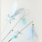 3 τμχ Παιχνίδι τρέιλερ γάτας ψεύτικο φιόγκο με φτερά εύκαμπτο κουδούνι Teaser ραβδί για κατοικίδια Παιχνίδι εκπαίδευσης για κατοικίδια Premium πλαστικά προμήθειες κατοικίδιων 4 χρωμάτων